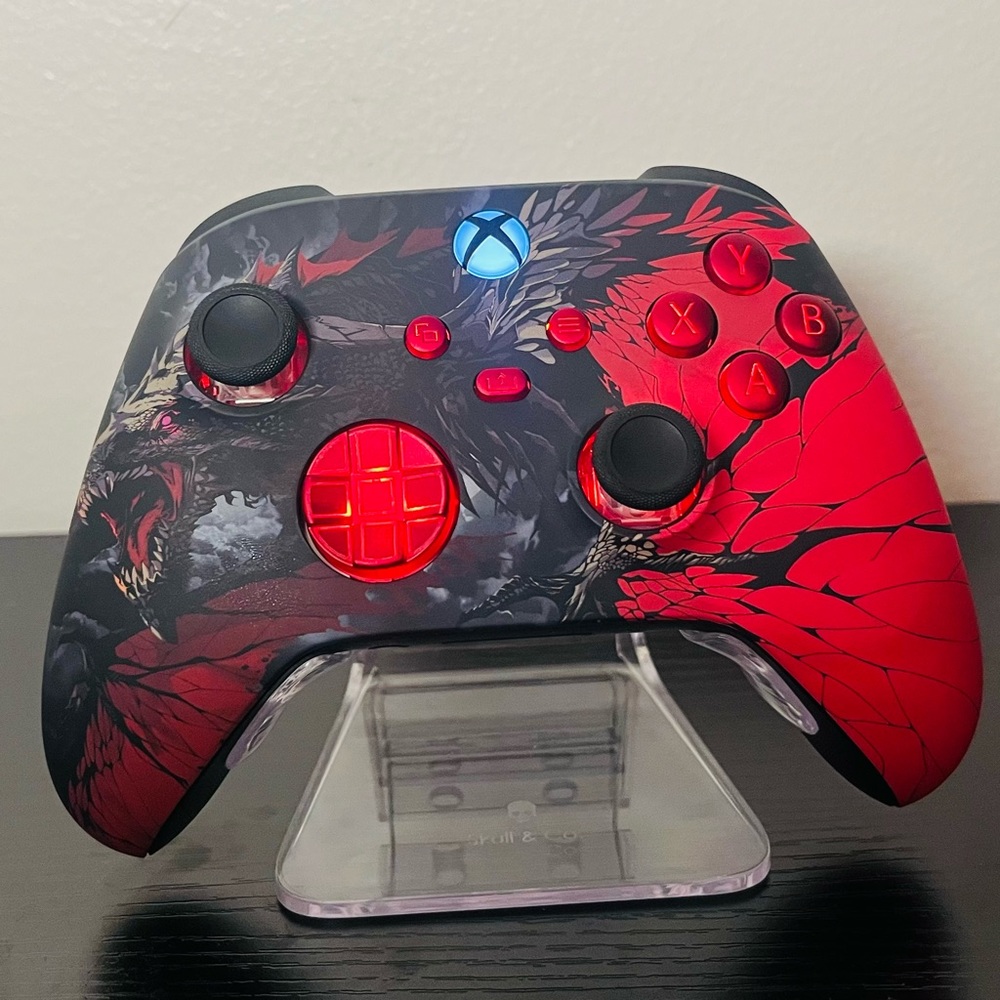 Microsoft Xbox Premium Custom Modded Controller with LEDs “Scarlet Dragon”